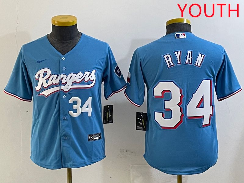 Youth Texas Rangers #34 Ryan Light Blue Game 2025 Nike MLB Jersey style 6